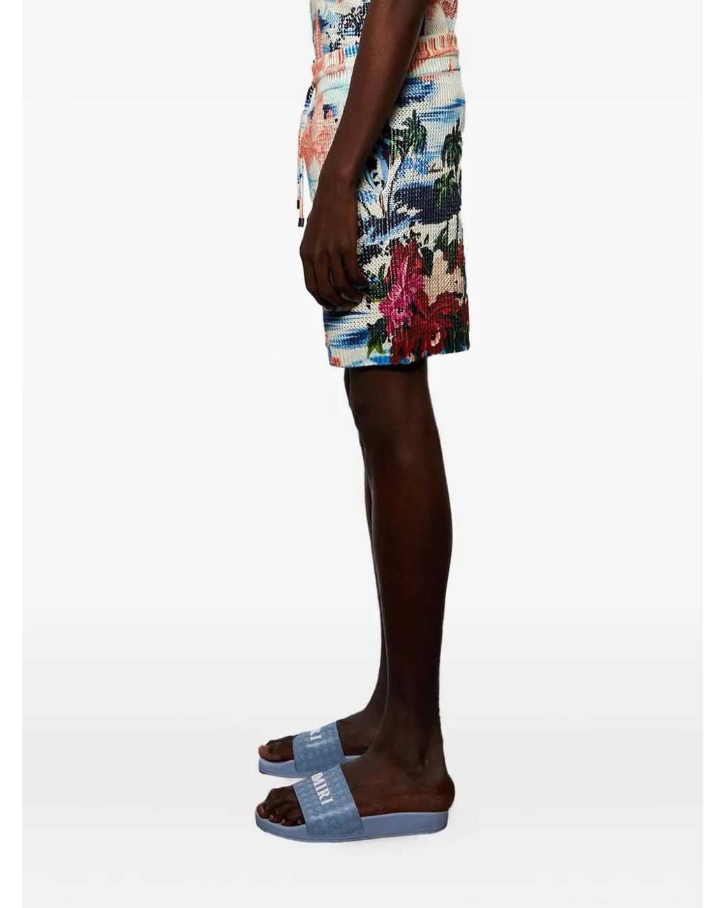 Amiri Blue Cityscape Printed Drawstring Shorts for men