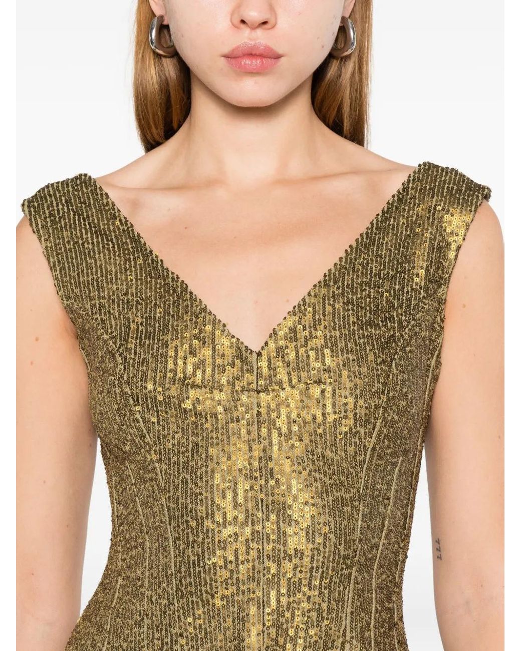 Norma Kamali Green Grace Sequined Stretch-Jersey Mini Dress