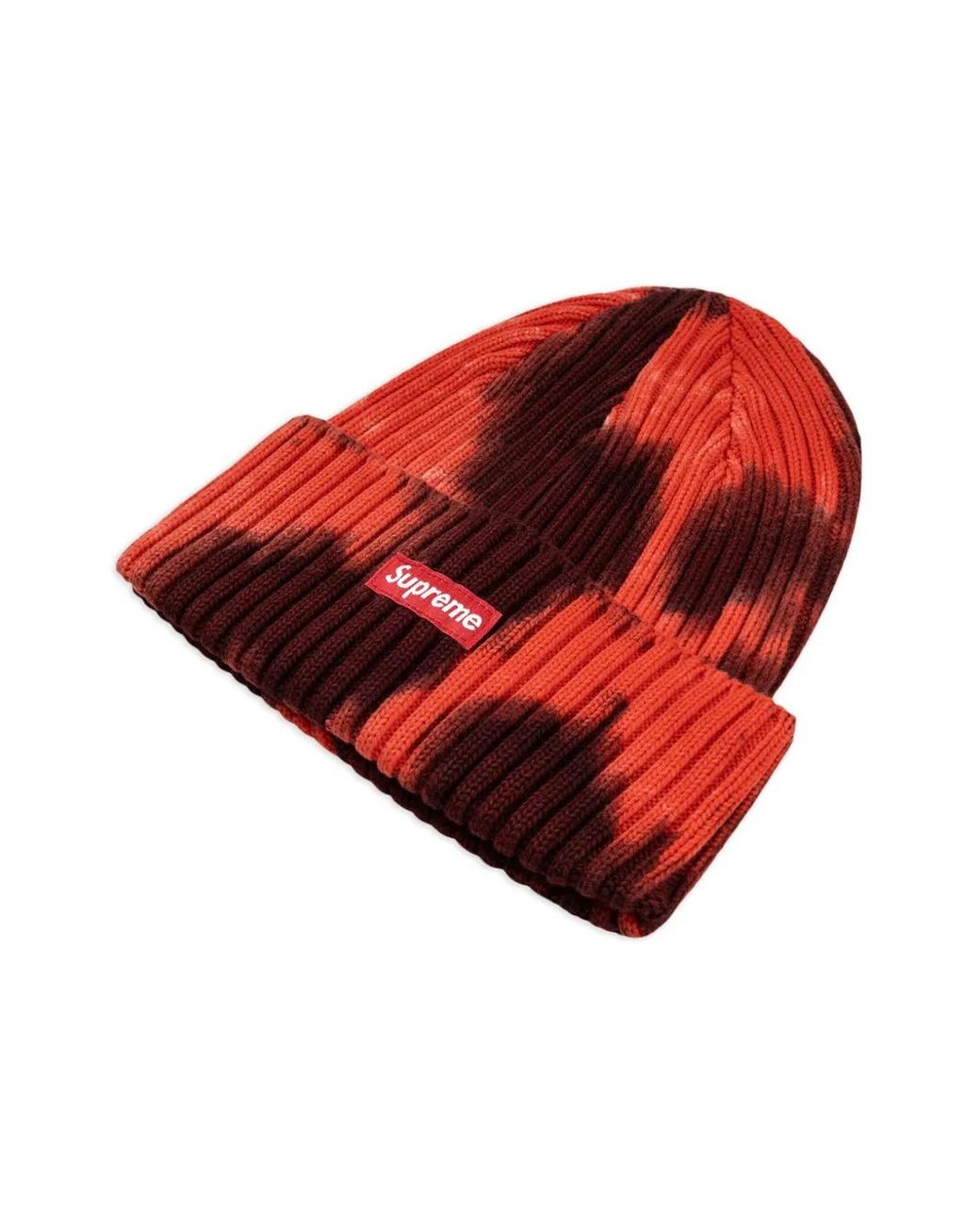 Supreme Red Overdyed Beanie Hat for men
