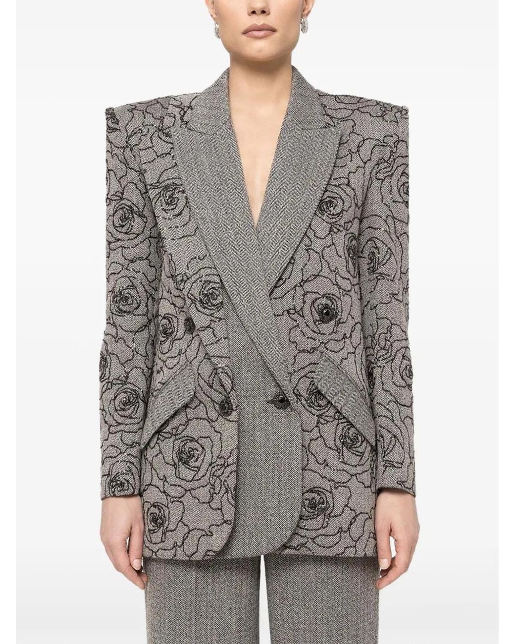 Nissa Gray Sequin-Embellished Double-Breasted Blazer