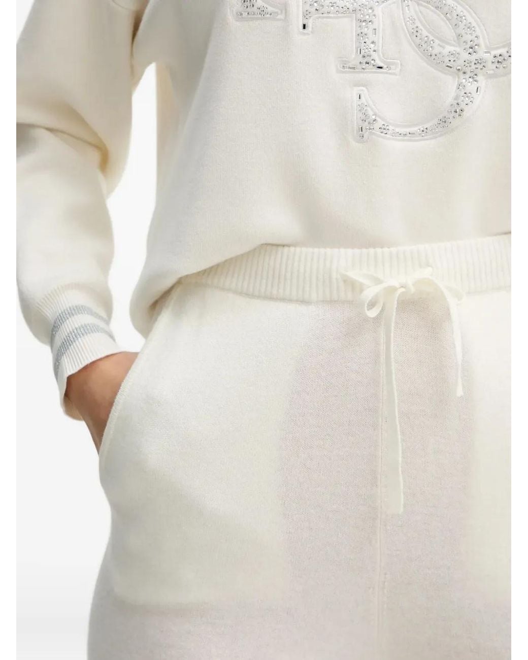 Guess White Drawstring Knit Track Pants