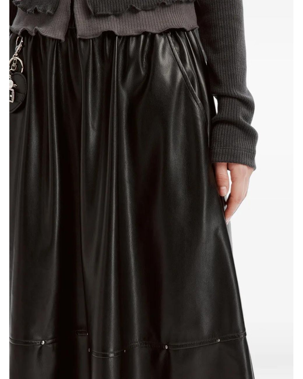 Musium Div. Black Heart-Charm Flared Midi Skirt