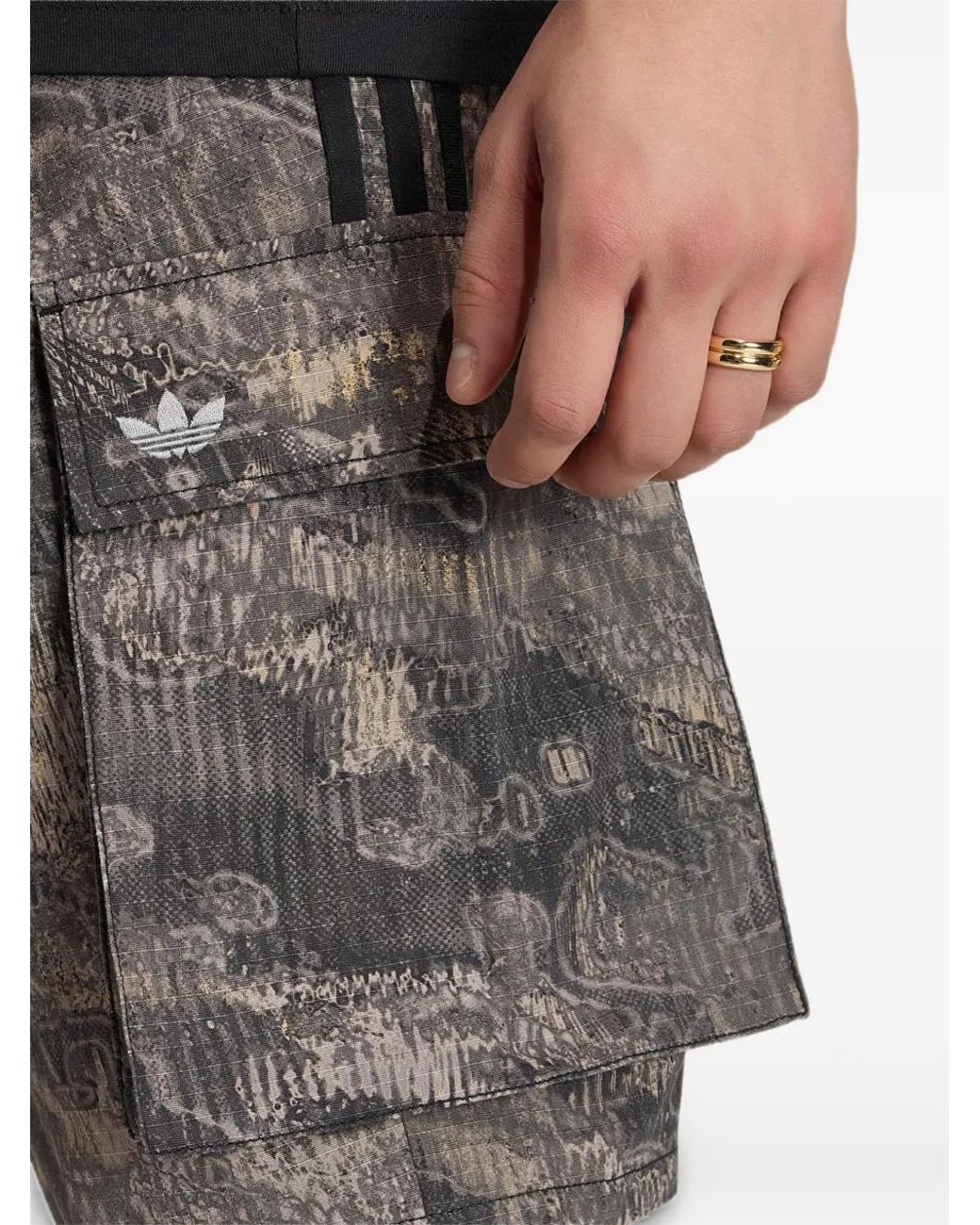 Adidas Black Adilenium Season 5 Aop Cargo Shorts for men