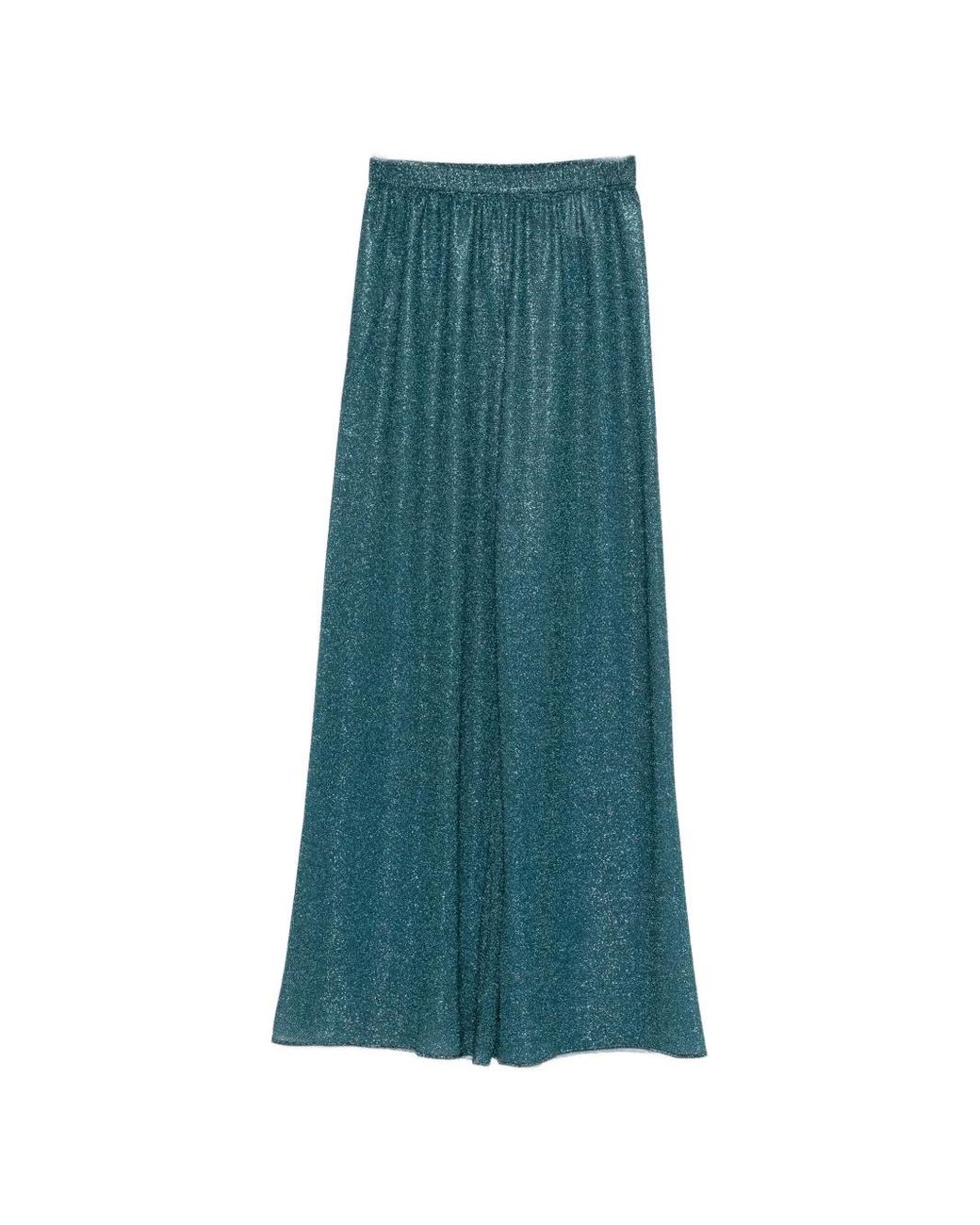 Oseree Green Lumiere Metallic Trousers