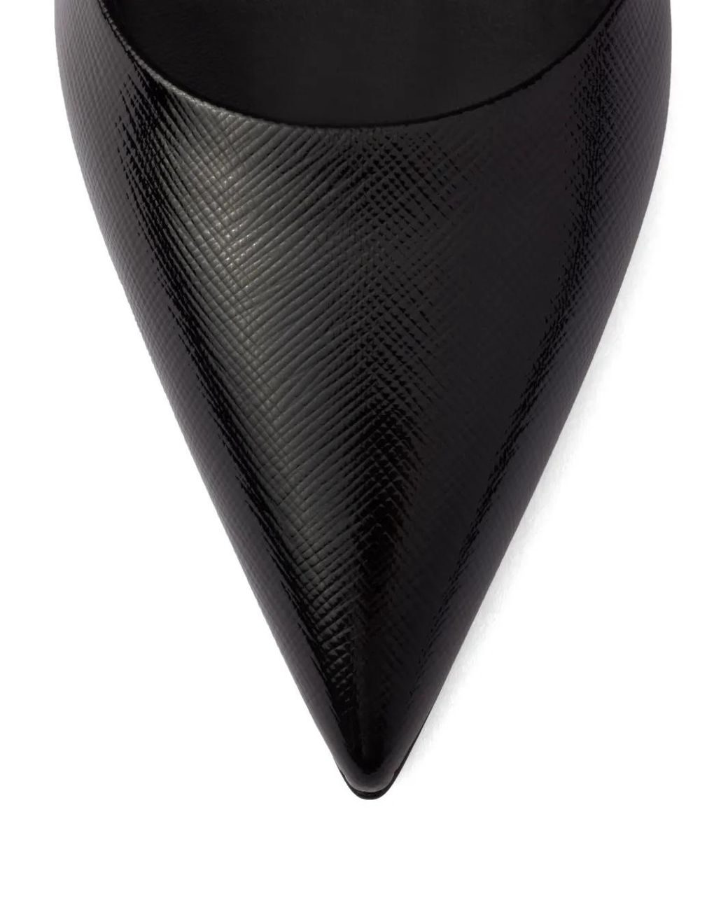 Prada Black Patent Saffiano Leather Pumps