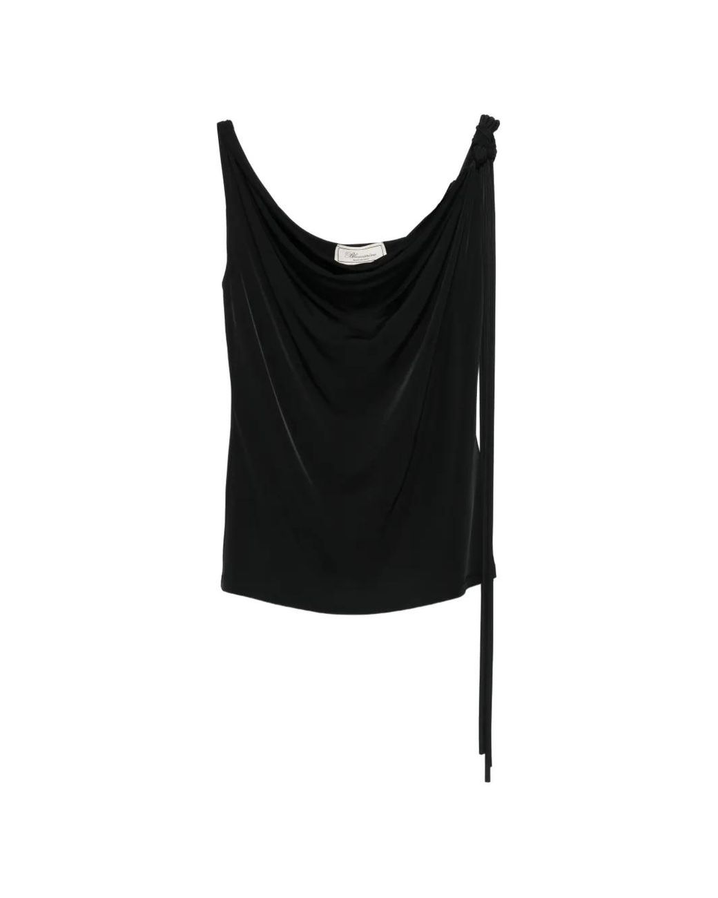 Blumarine Black Blouse Crop À Détail Noué