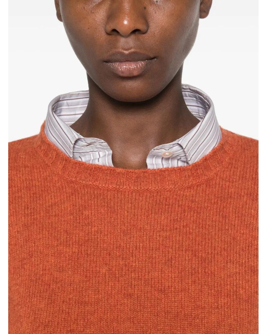 Be You Orange Ribbed-Trim Crew Neck Sweater