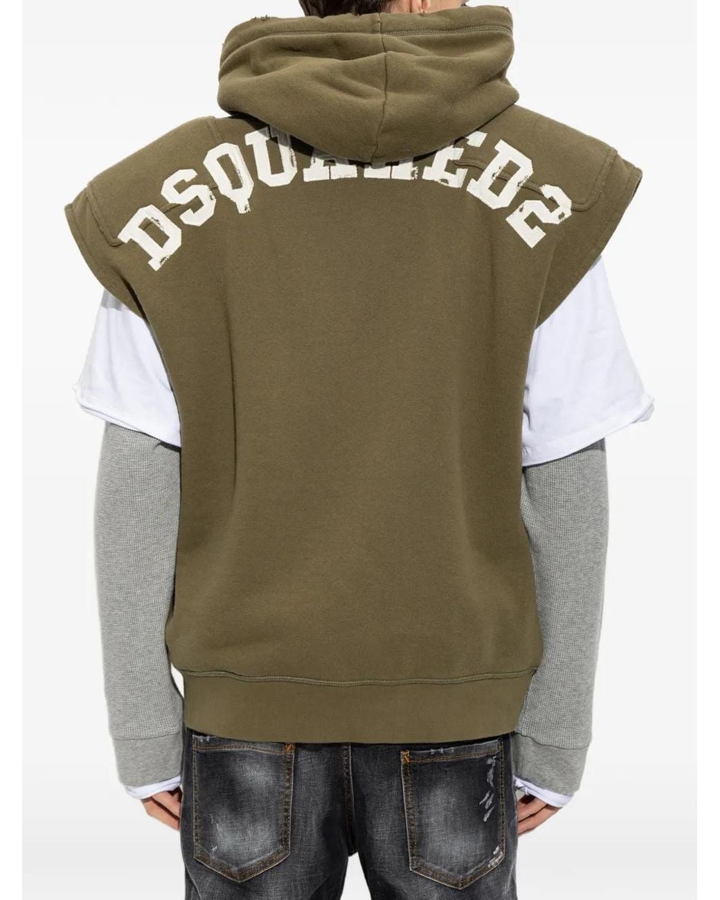 DSquared² Green Maple-Leaf Appliqué Hoodie for men