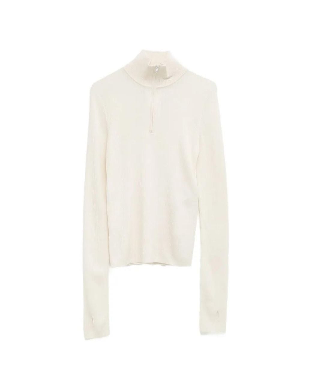 Frankie Shop White Pull Sade En Maille À Fermeture Zippée