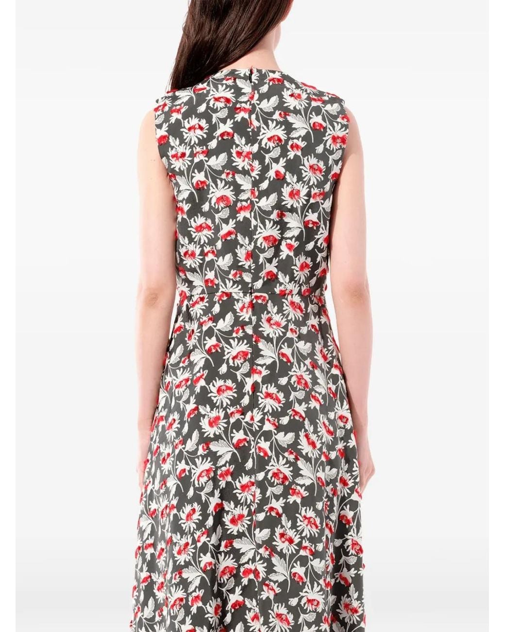 Balenciaga White Floral-Jacquard Sleeveless Midi Dress