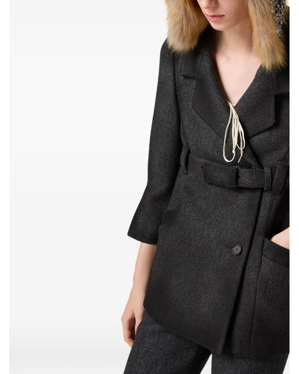 Miu Miu Black Double-Breasted Double Wool Jacket