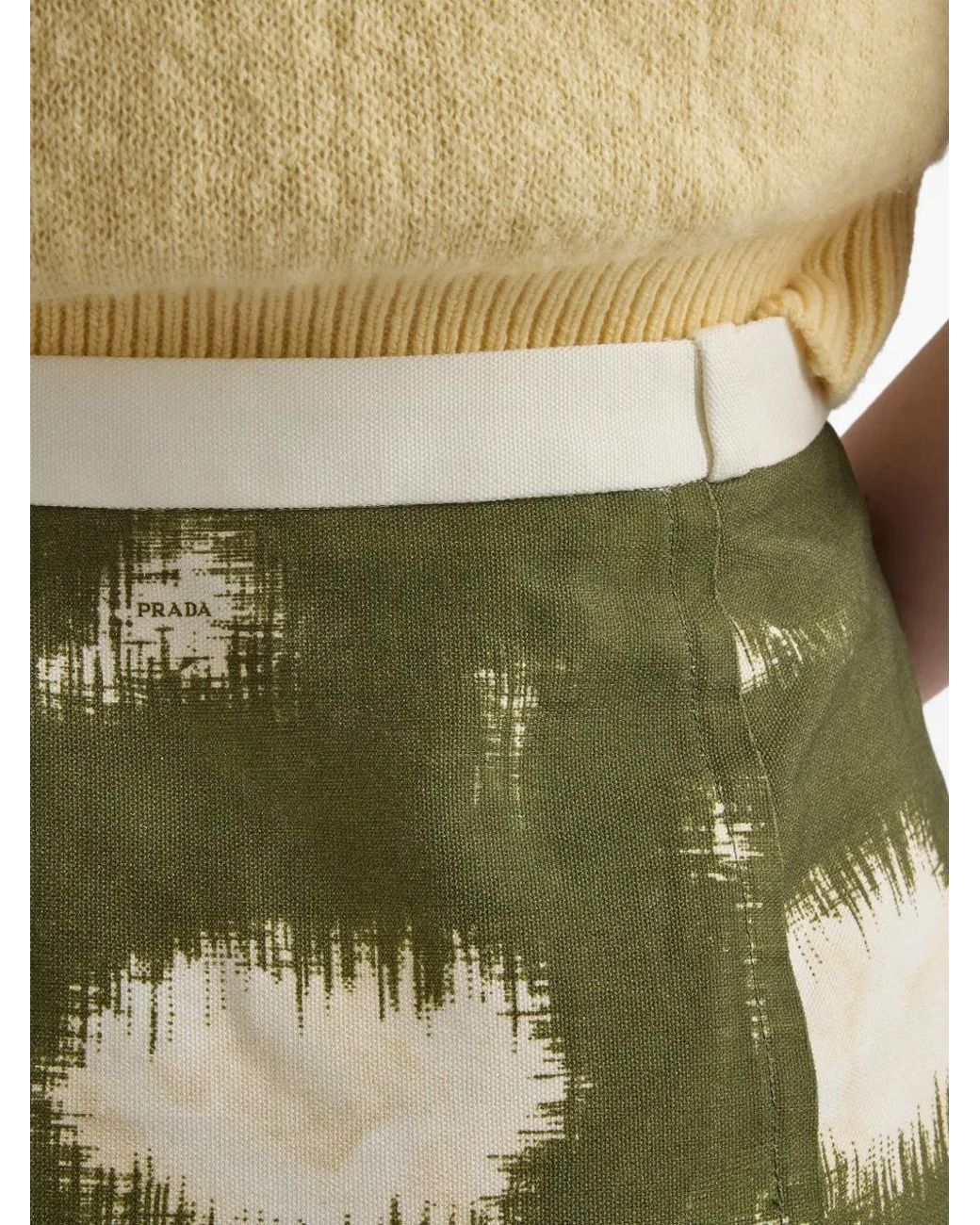 Prada Green Printed Canvas Skirt