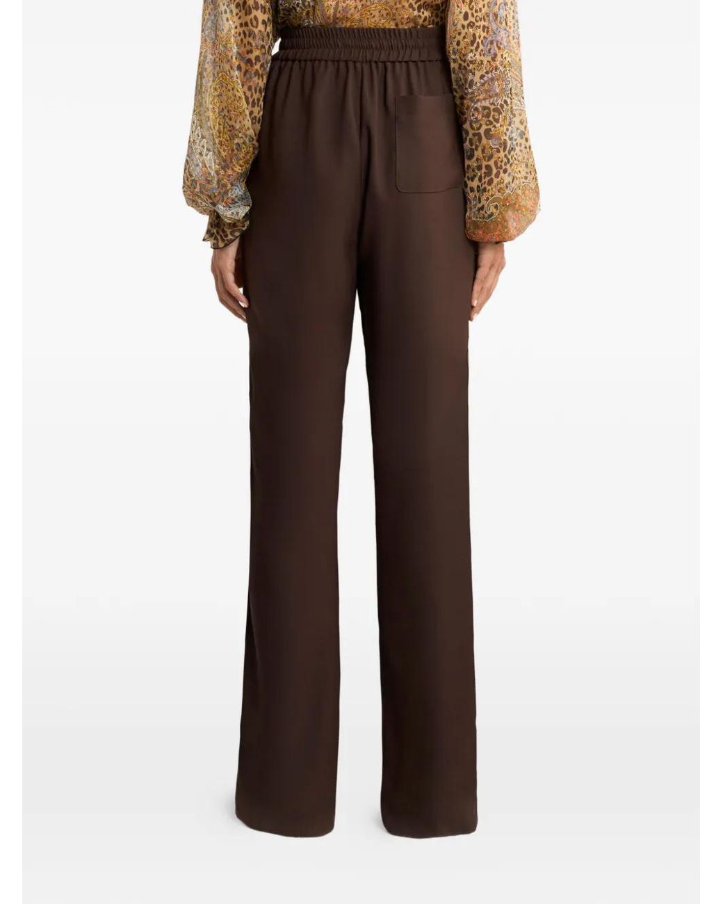 Etro Brown Drawstring Wide-Leg Trousers