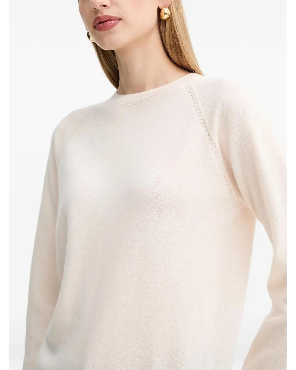 Fracomina White Round-Neck Sweater