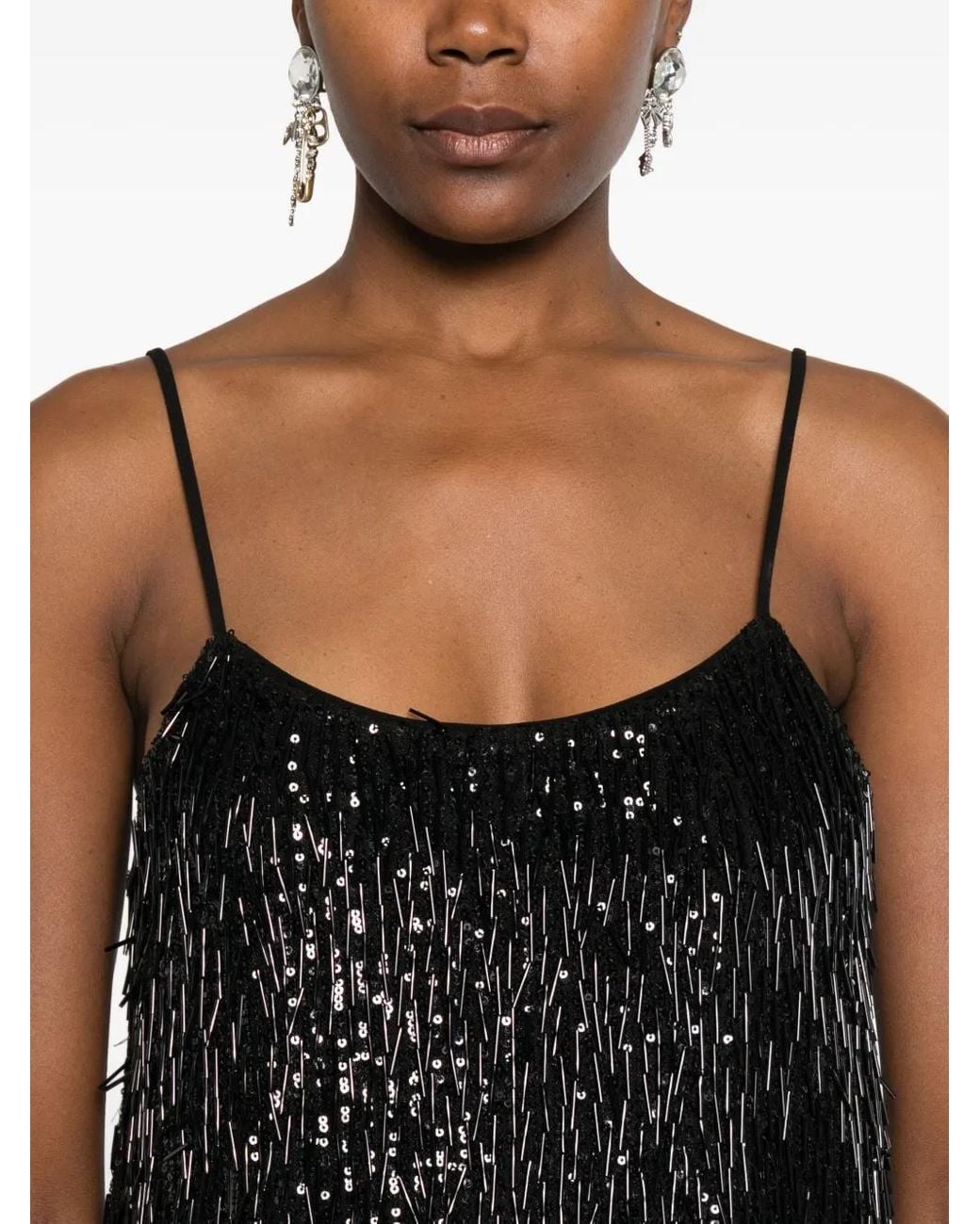 Twinset Black Sequin Fringe Top