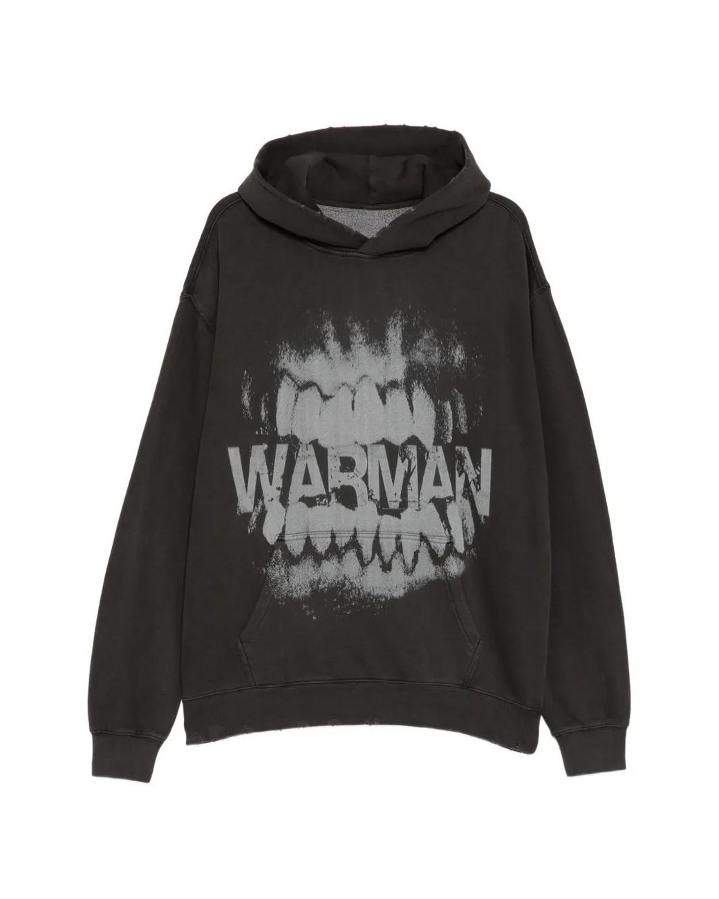 WARMAN Black Printed Hoodie for men