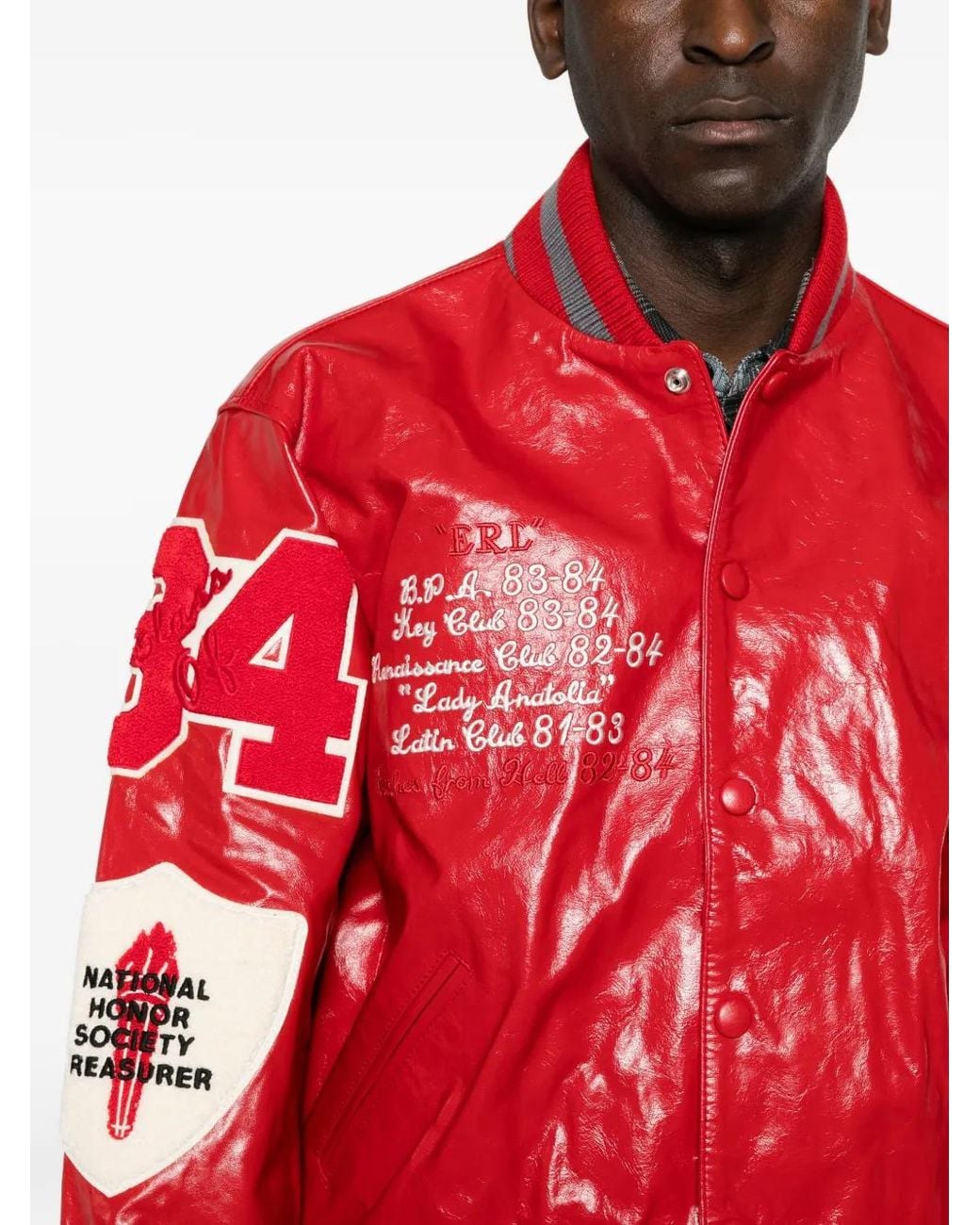 ERL Red Patch-Detail Varsity Jacket for men