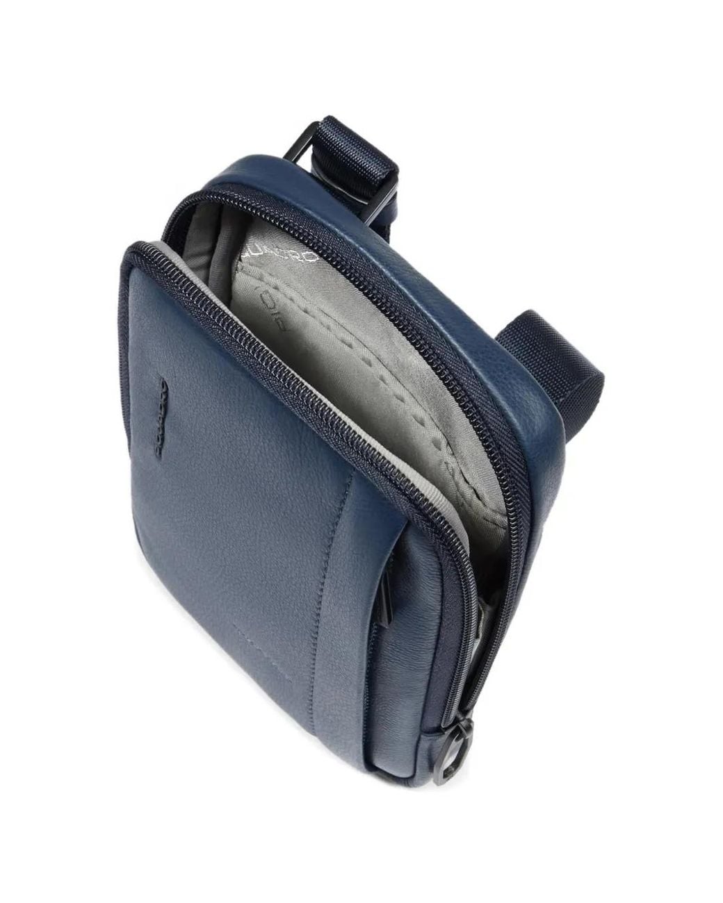 Piquadro Blue Russel Leather Phone Case for men