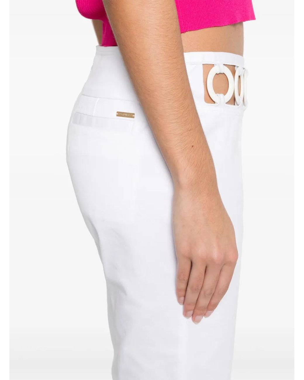 DSquared² White Sharpei Ring-Embellished Trousers