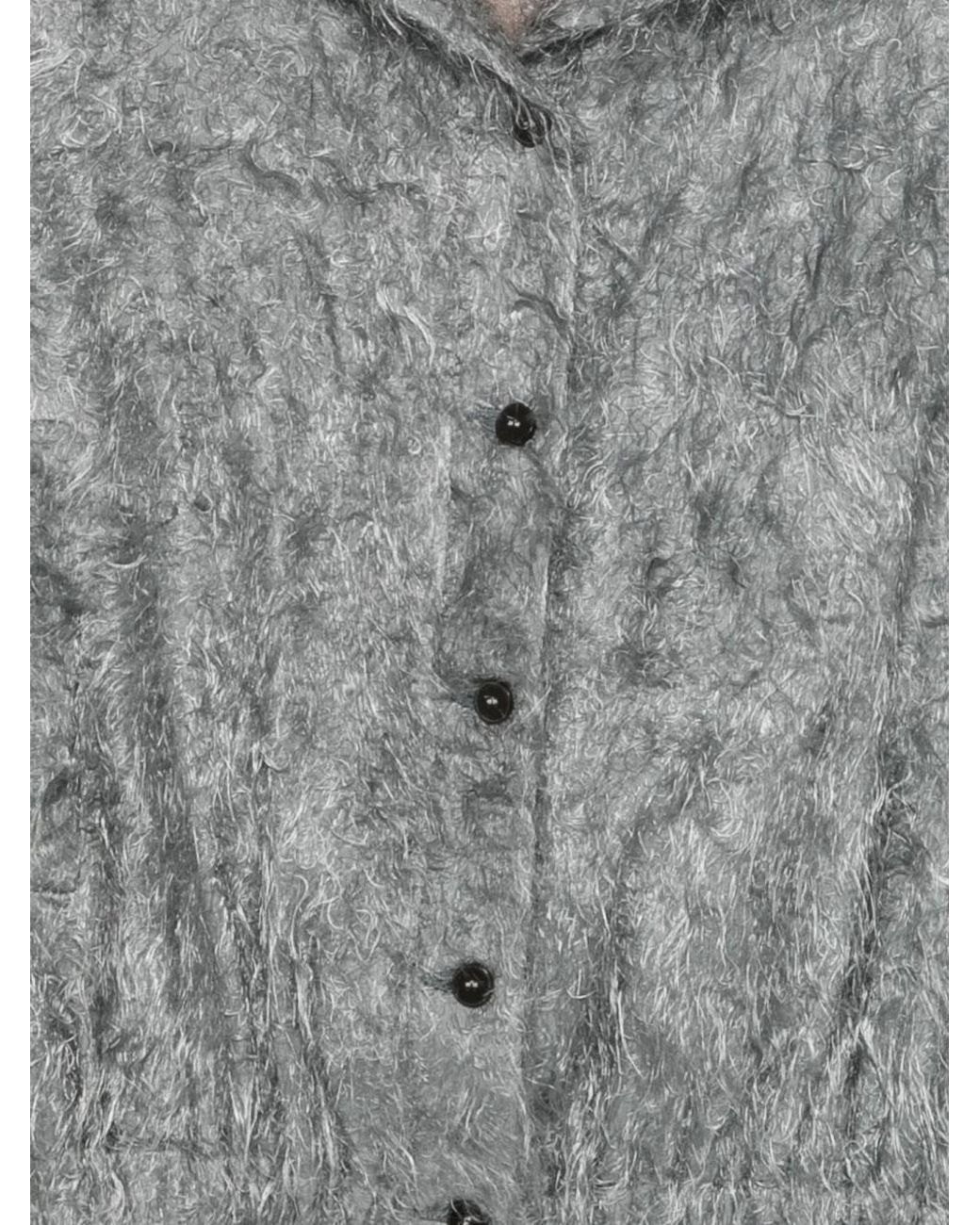 Alysi Gray Textured Button-Front Jacket