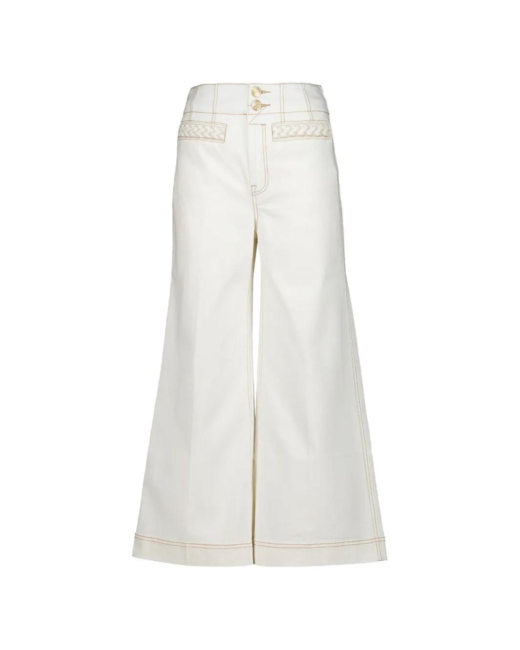 Zimmermann White Roselight Cropped Flare Jeans