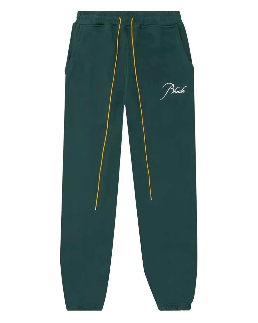Rhude Green Terry Embroidered Drawstring Track Pants for men