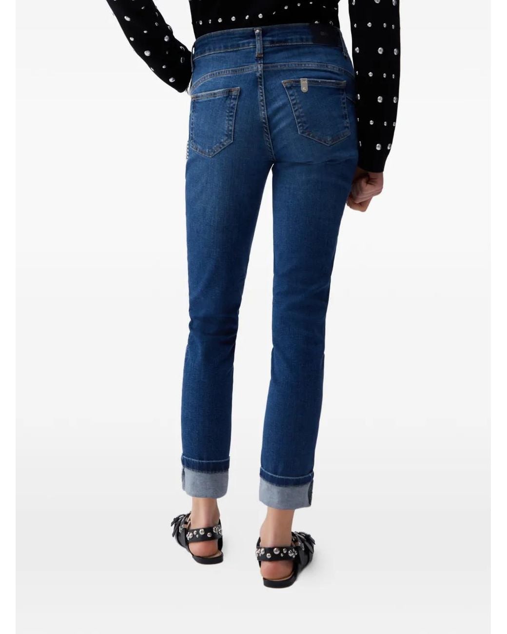 Liu Jo Blue Bottom Up Skinny Jeans With Rhinestones