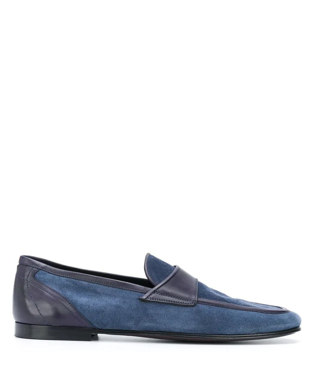Dolce & Gabbana Blue Leather-trimmed Suede Loafers for men