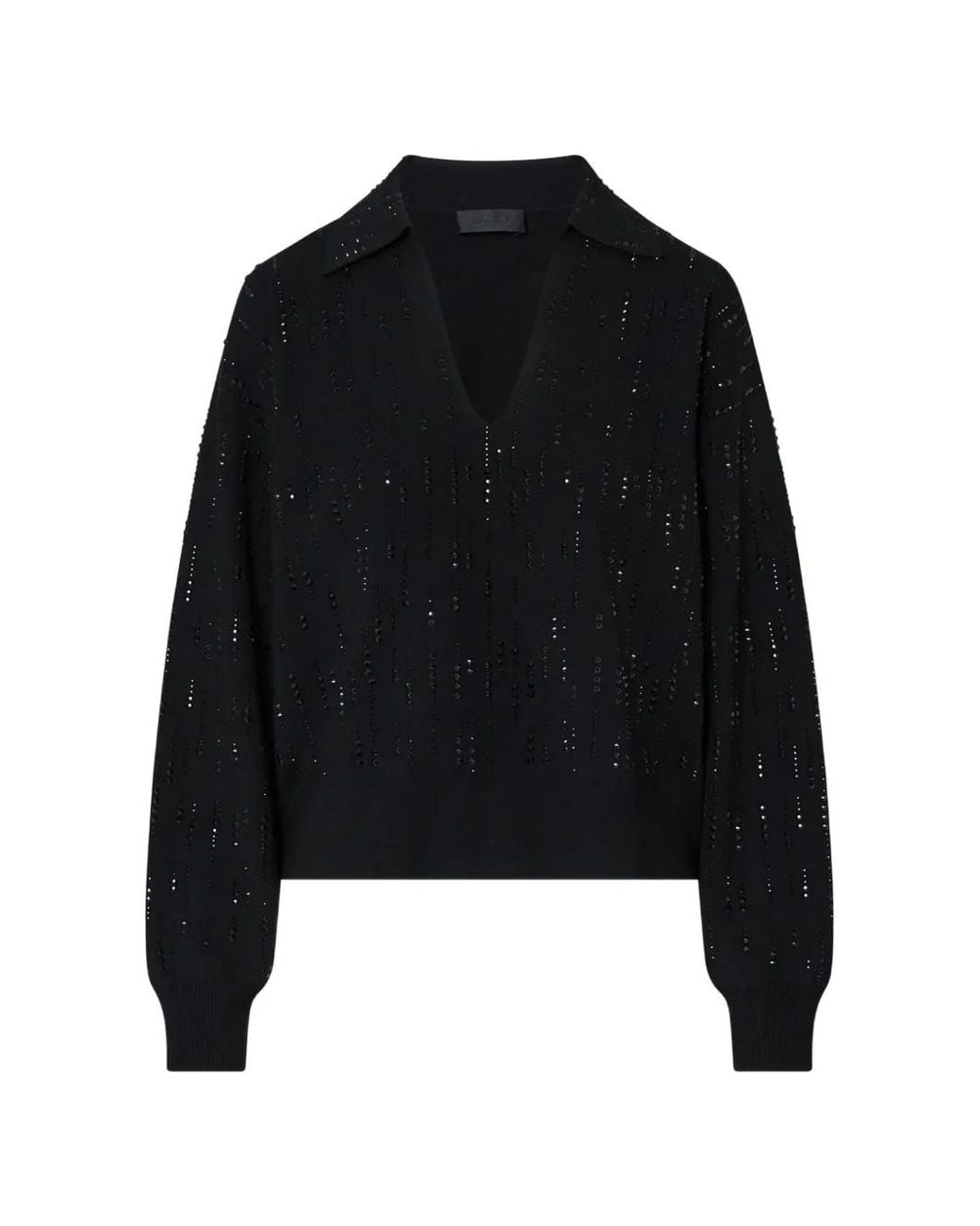 Liu Jo Black Sweater With Jewel Embroidery