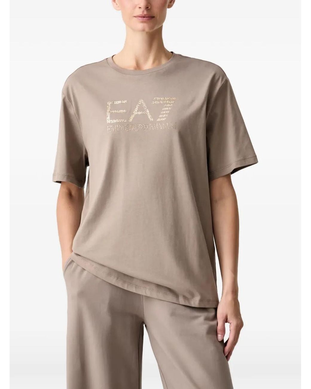 EA7 Natural Logo-Print Short-Sleeved T-Shirt