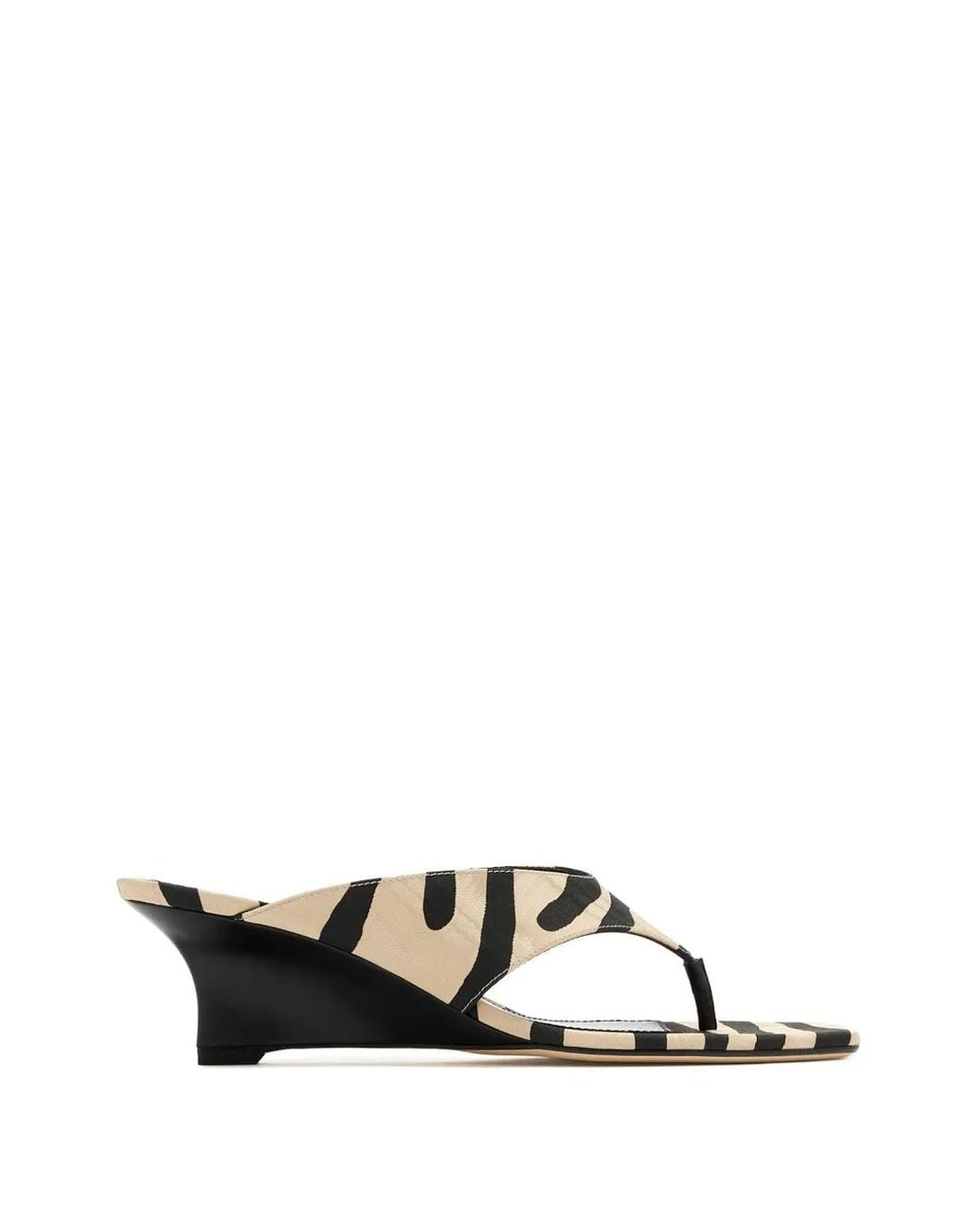 Stuart Weitzman Black Zebra-Print Wedge Sandals