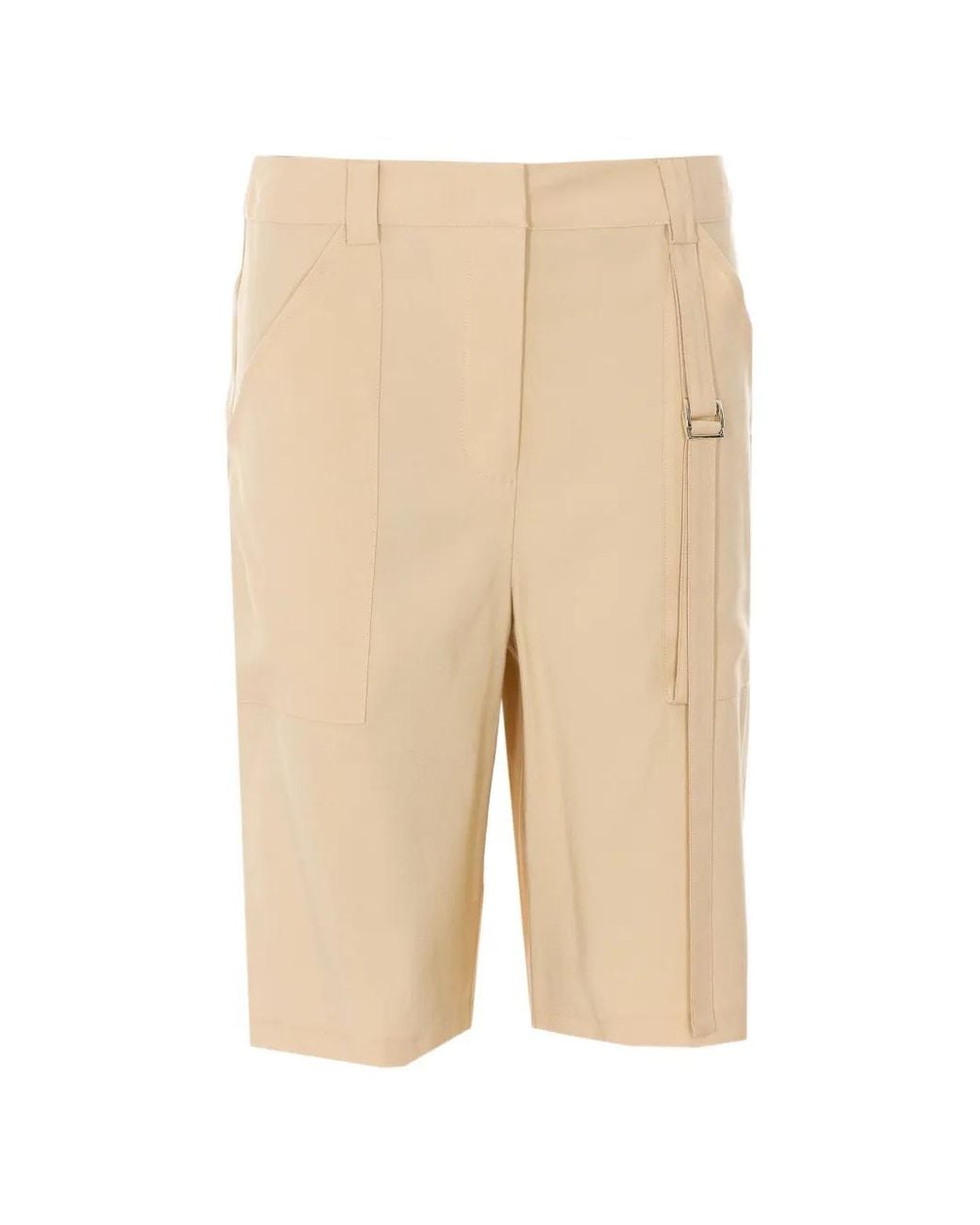 Patrizia Pepe Natural Buckle-Detail Logo-Plaque Shorts
