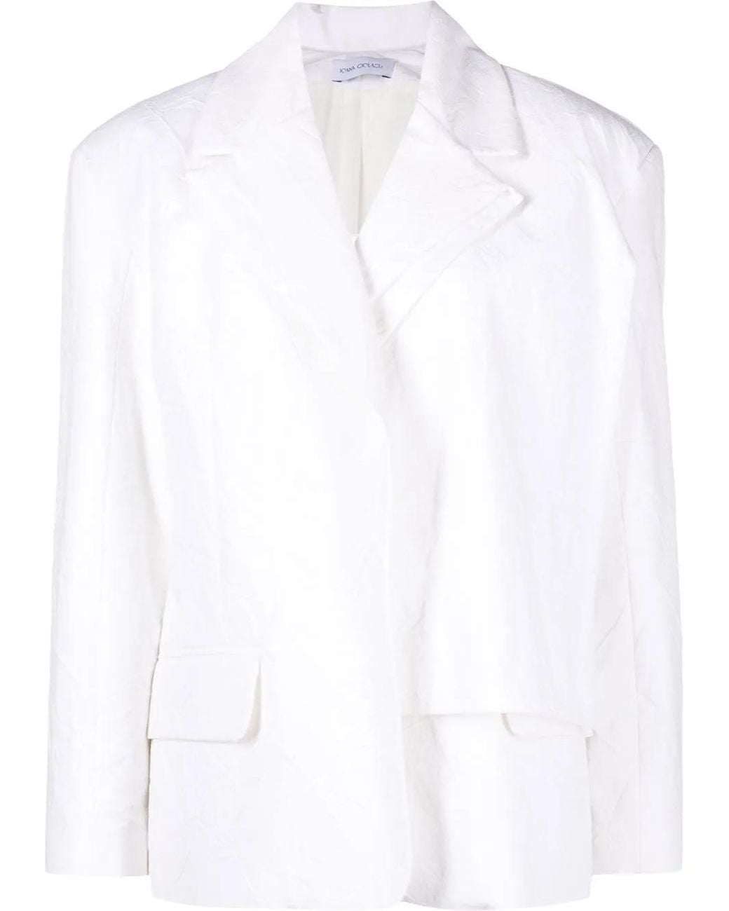 Ioana Ciolacu White Deconstructed Double-Breasted Blazer