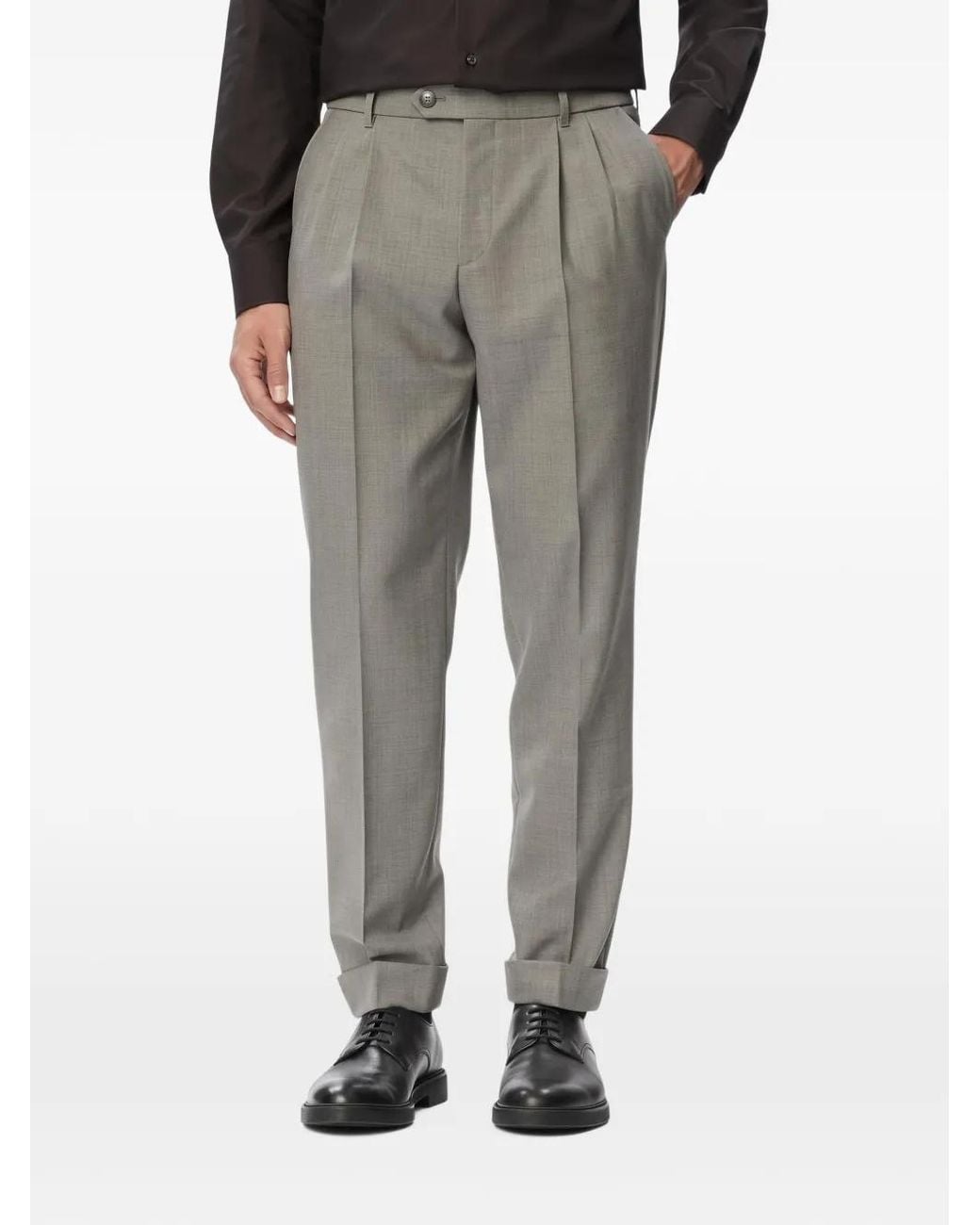 Boss Gray Perin Slim-Fit Trousers for men