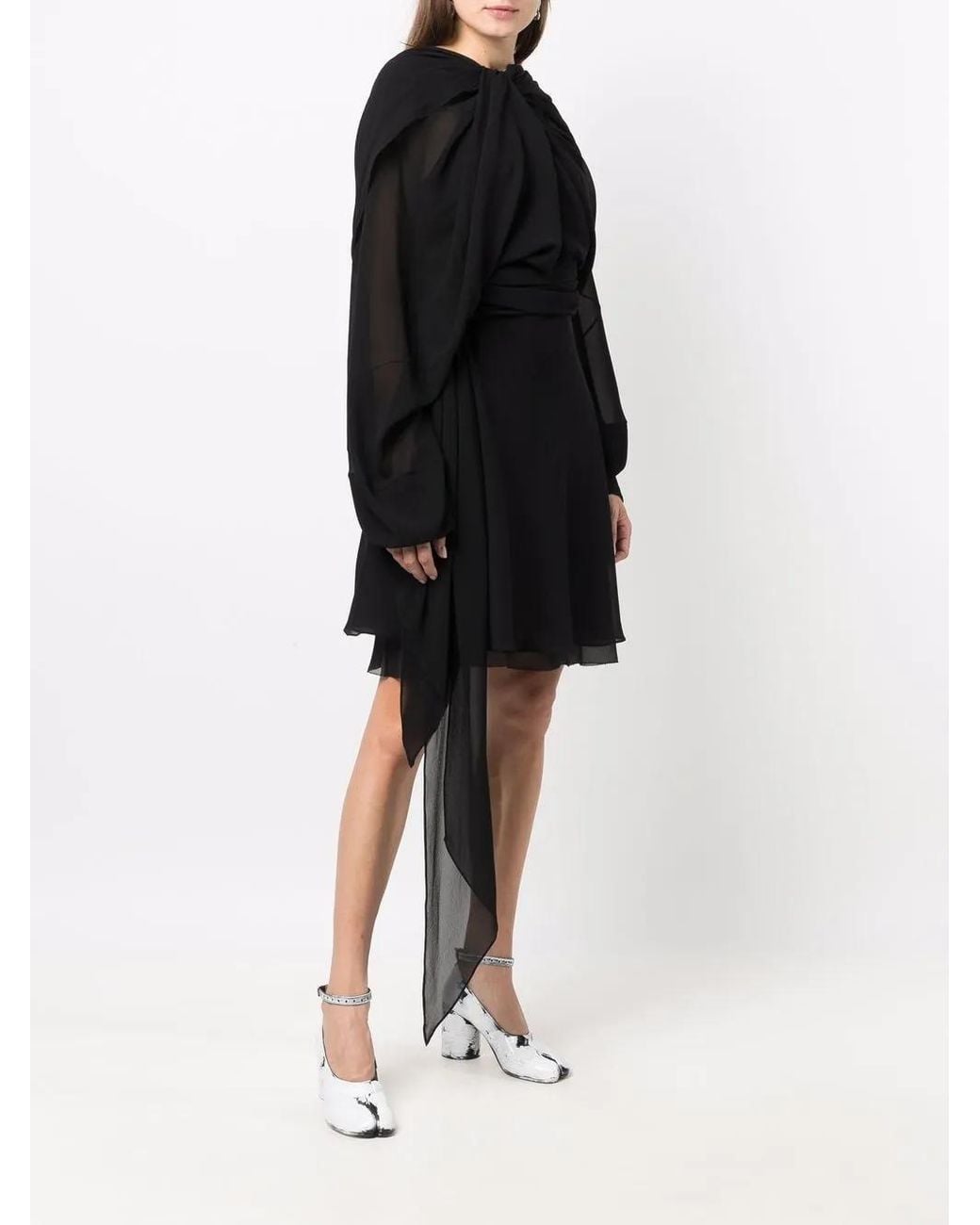 Maison Margiela Black Draped Silk Mini Dress