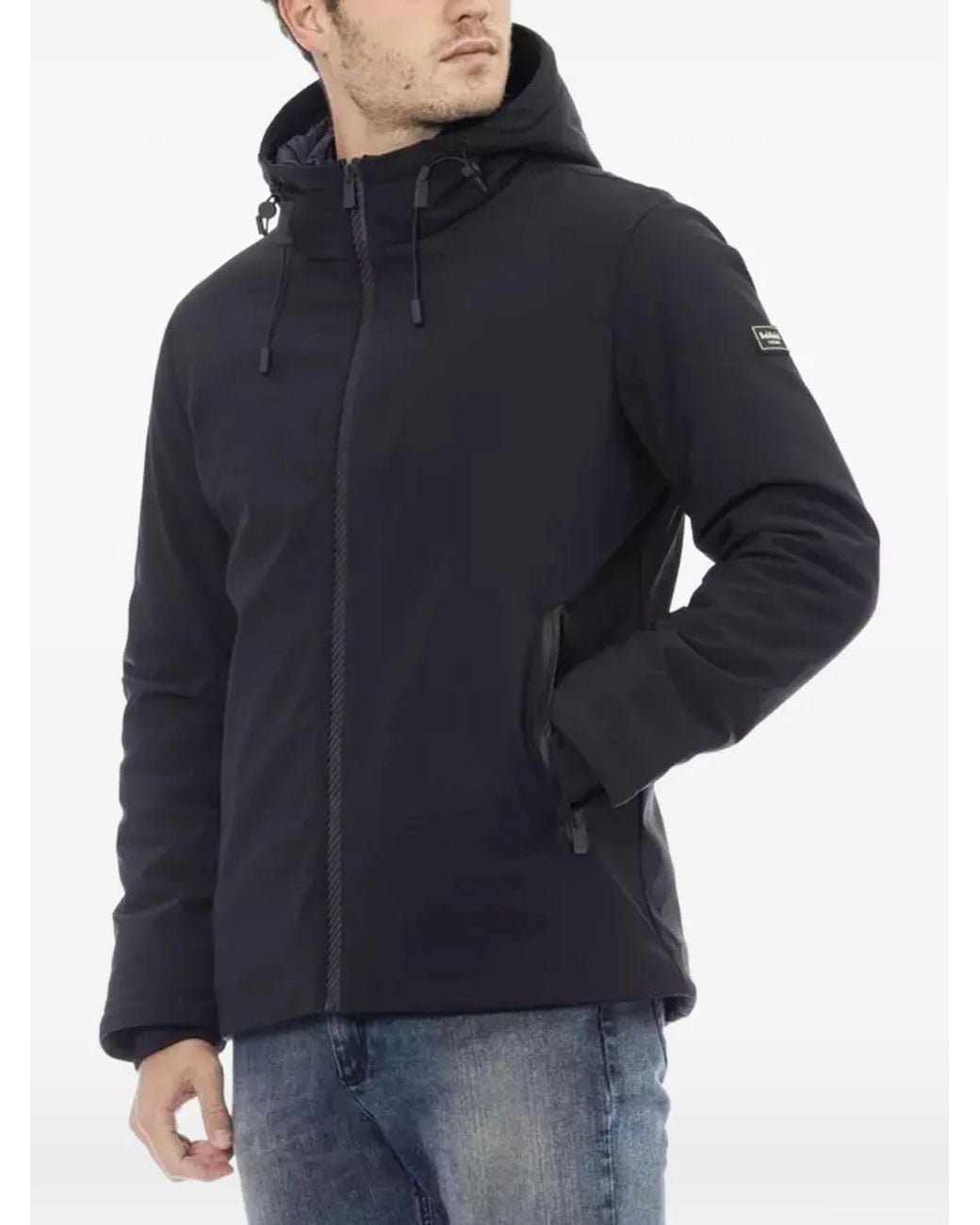 Baldinini Blue Hooded Zip-Up Jacket for men