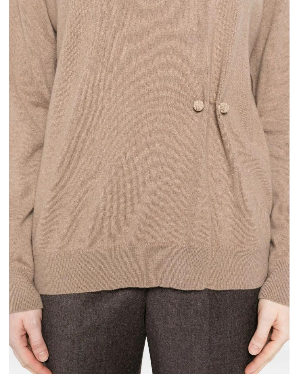 Fabiana Filippi Natural High-Neck Button-Detail Sweater