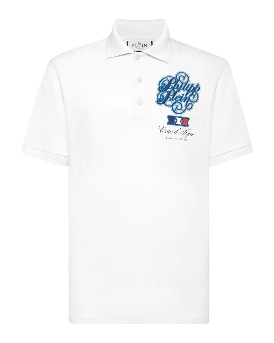 Philipp Plein White Racing Car Polo Shirt for men