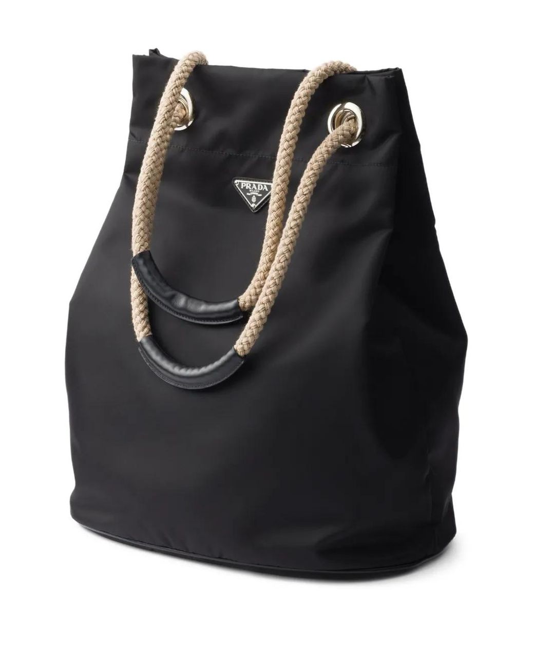 Prada Black Re-Nylon Tote Bag With Drawstring for men