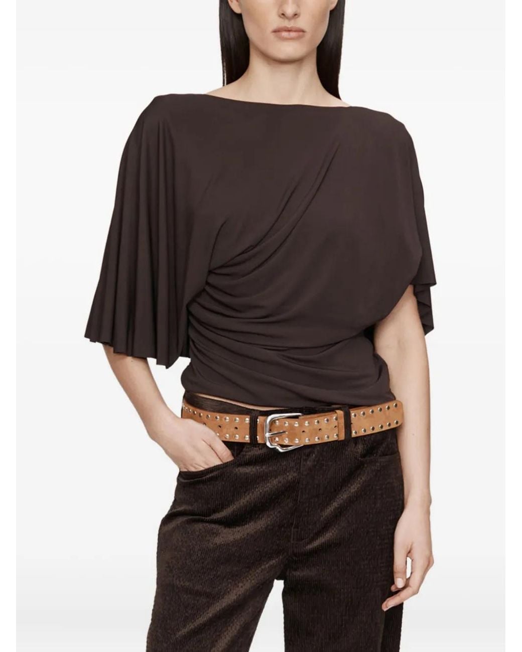 Christopher Esber Black Fluted Jersey Top