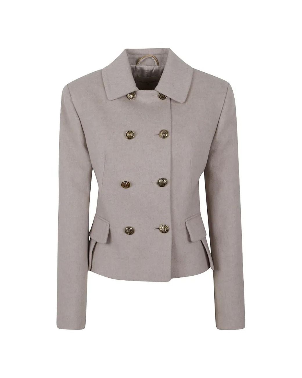 Ermanno Scervino Gray Double-Breasted Peplum Jacket