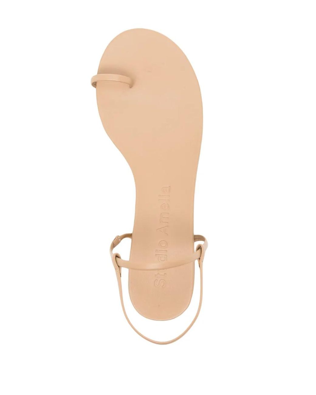 STUDIO AMELIA Natural Edith Flat Leather Sandals