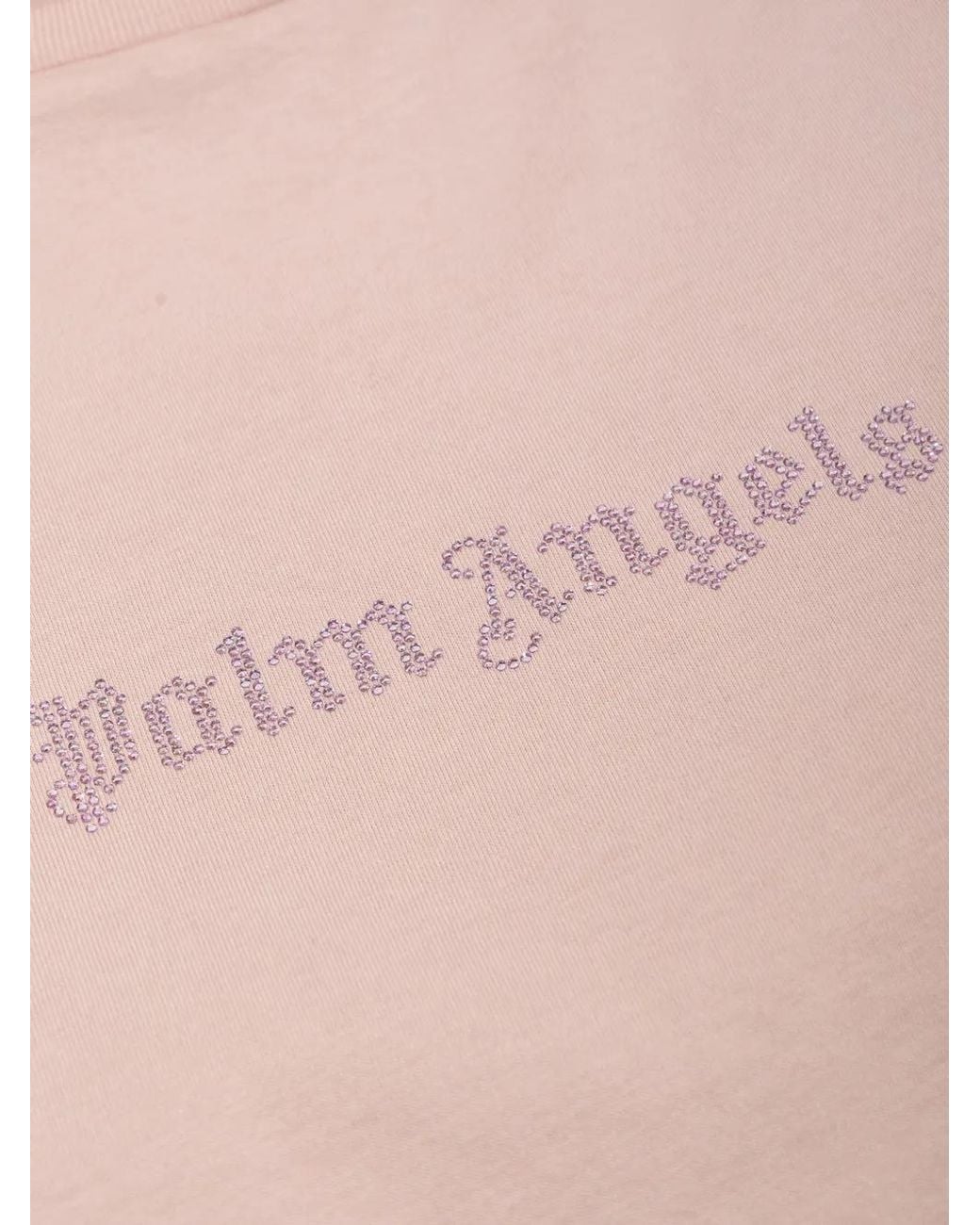 Palm Angels Pink Rhinestone-Logo Cropped T-Shirt
