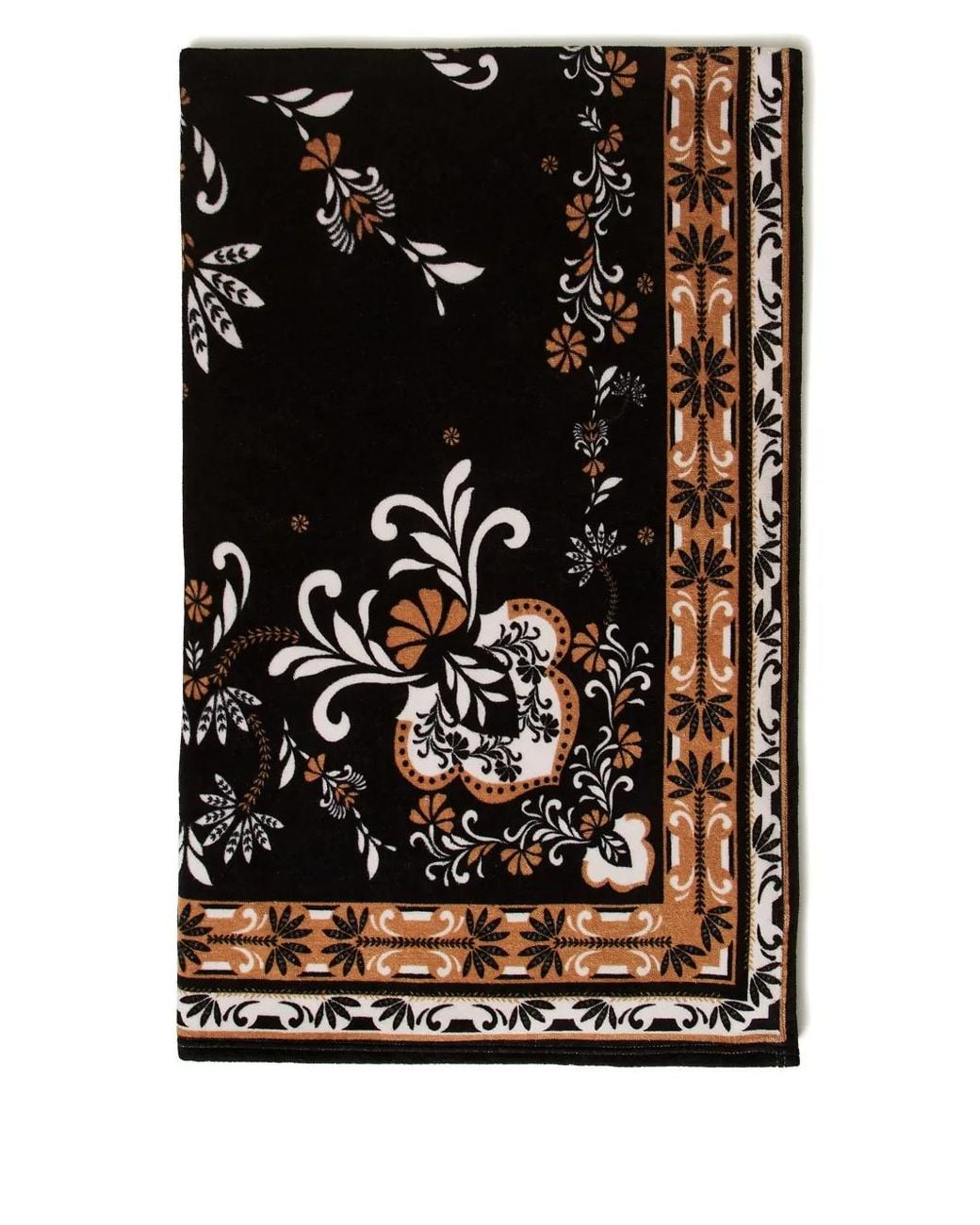 Twinset Black Woven Floral Beach Towel