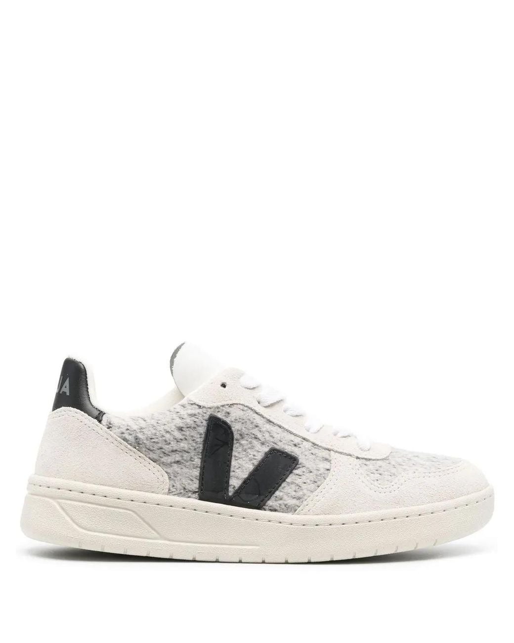 Veja White V-10 Flannel Sneakers