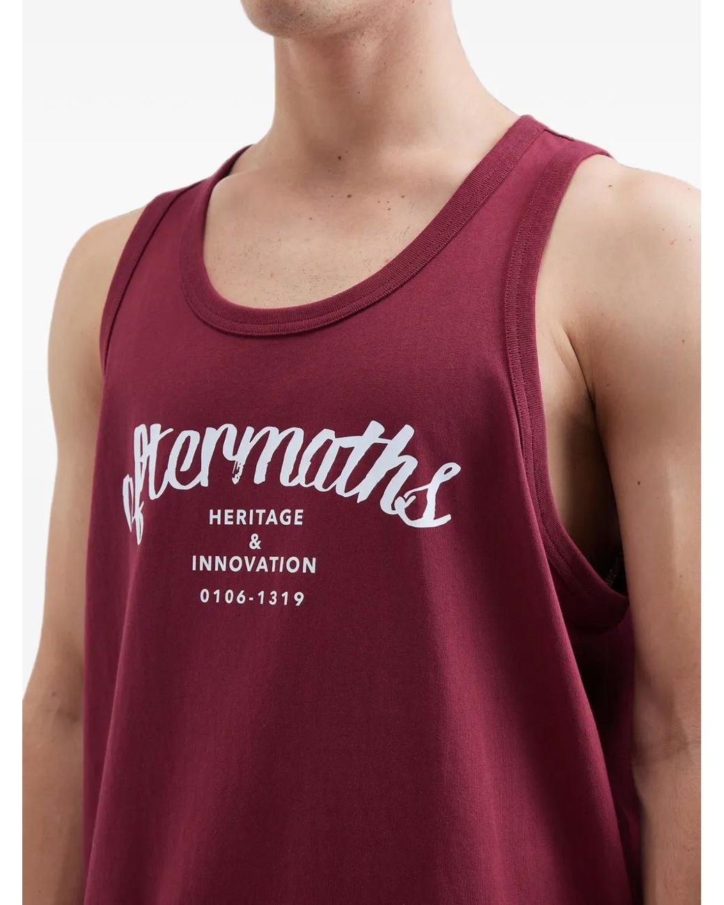 AFTERMATHS Purple Logo-Print Tank Top for men