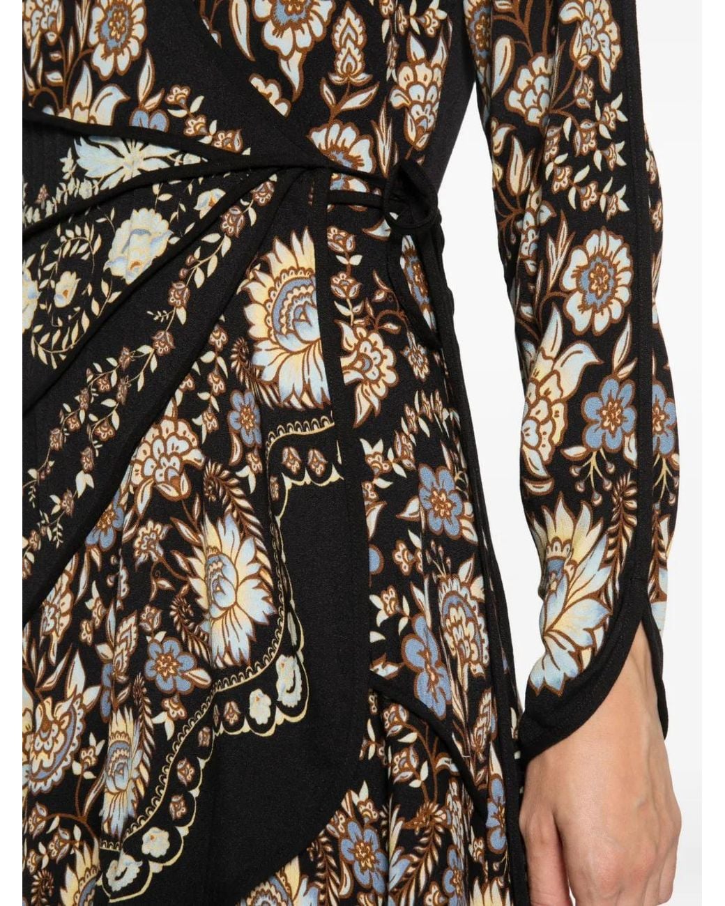 Farm Rio Black Daniela Floral-Print Midi Dress