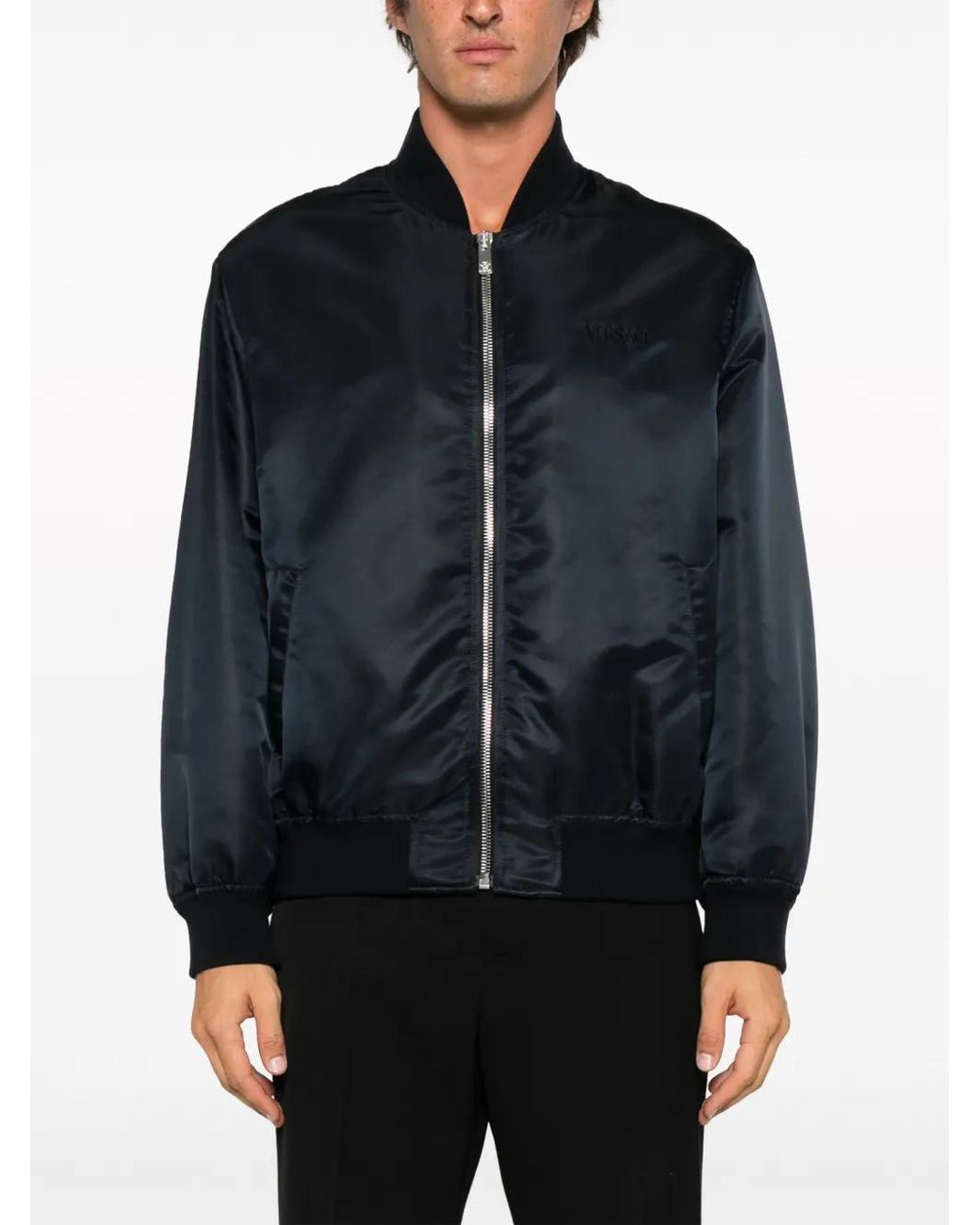 Versace Black Graphic-Print Bomber Jacket for men