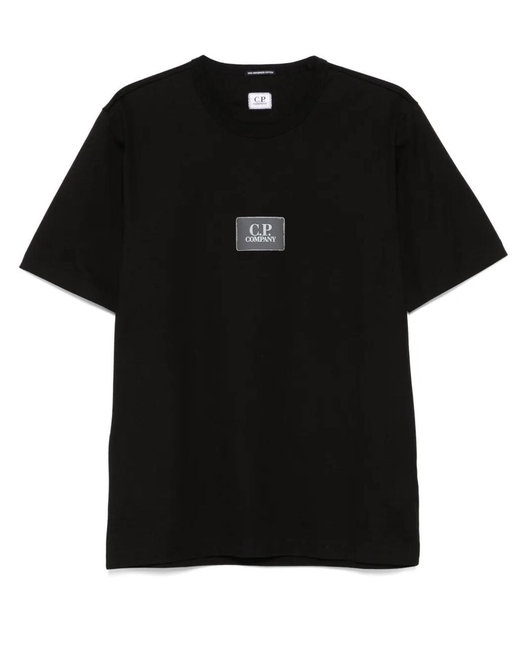 C P Company Black Mercerised-Cotton T-Shirt for men
