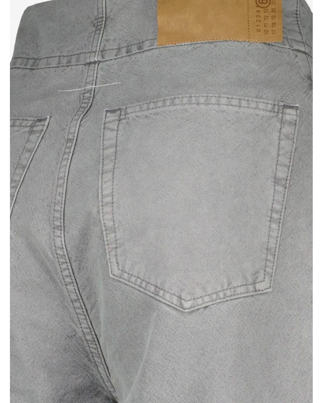 MM6 by Maison Margiela Gray Buttoned Leather-Patch Jeans